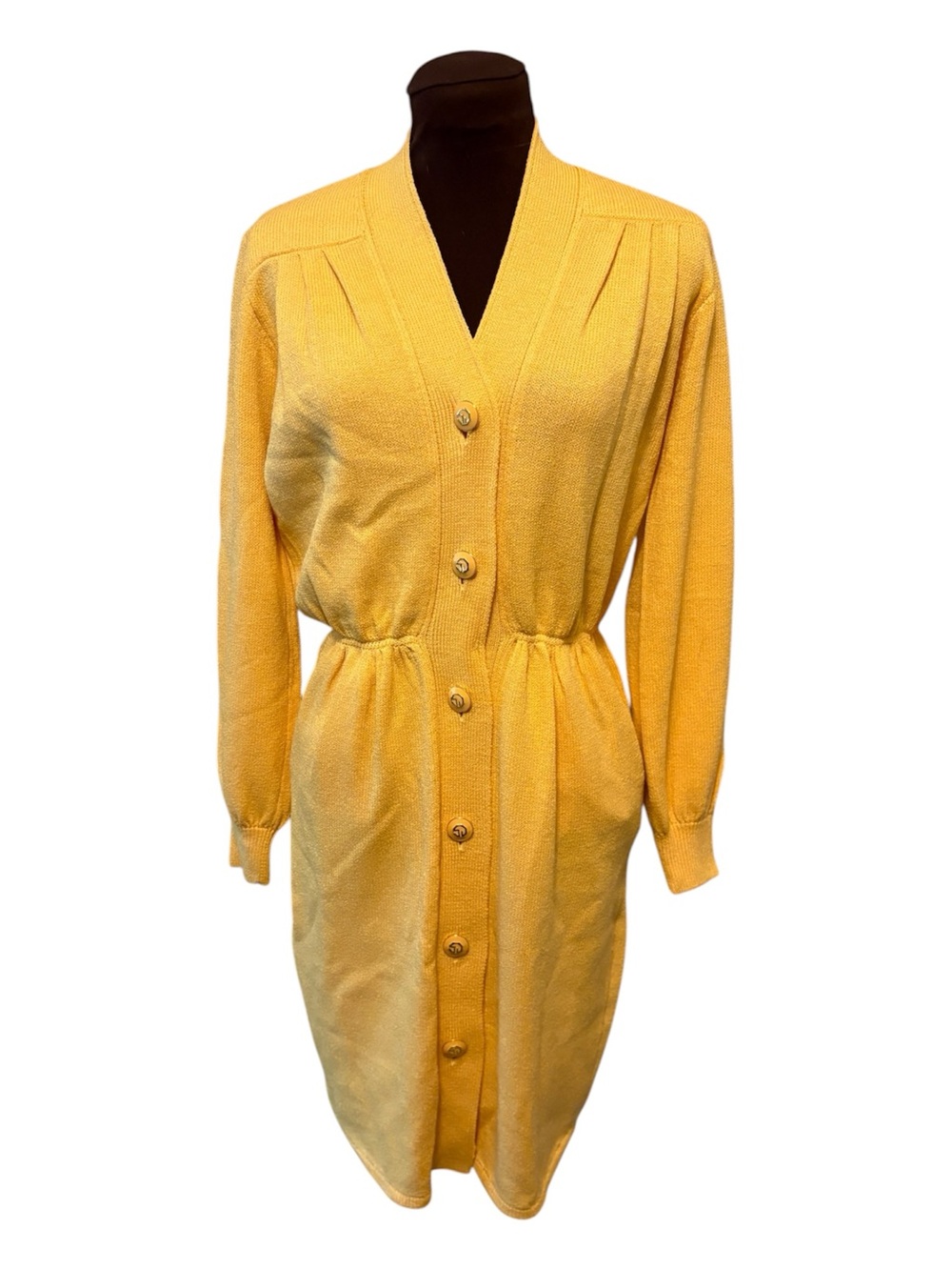 Vintage St. John by Marie Gray Santana Knit Butter Yellow Dress size 2 - Picture 2 of 16
